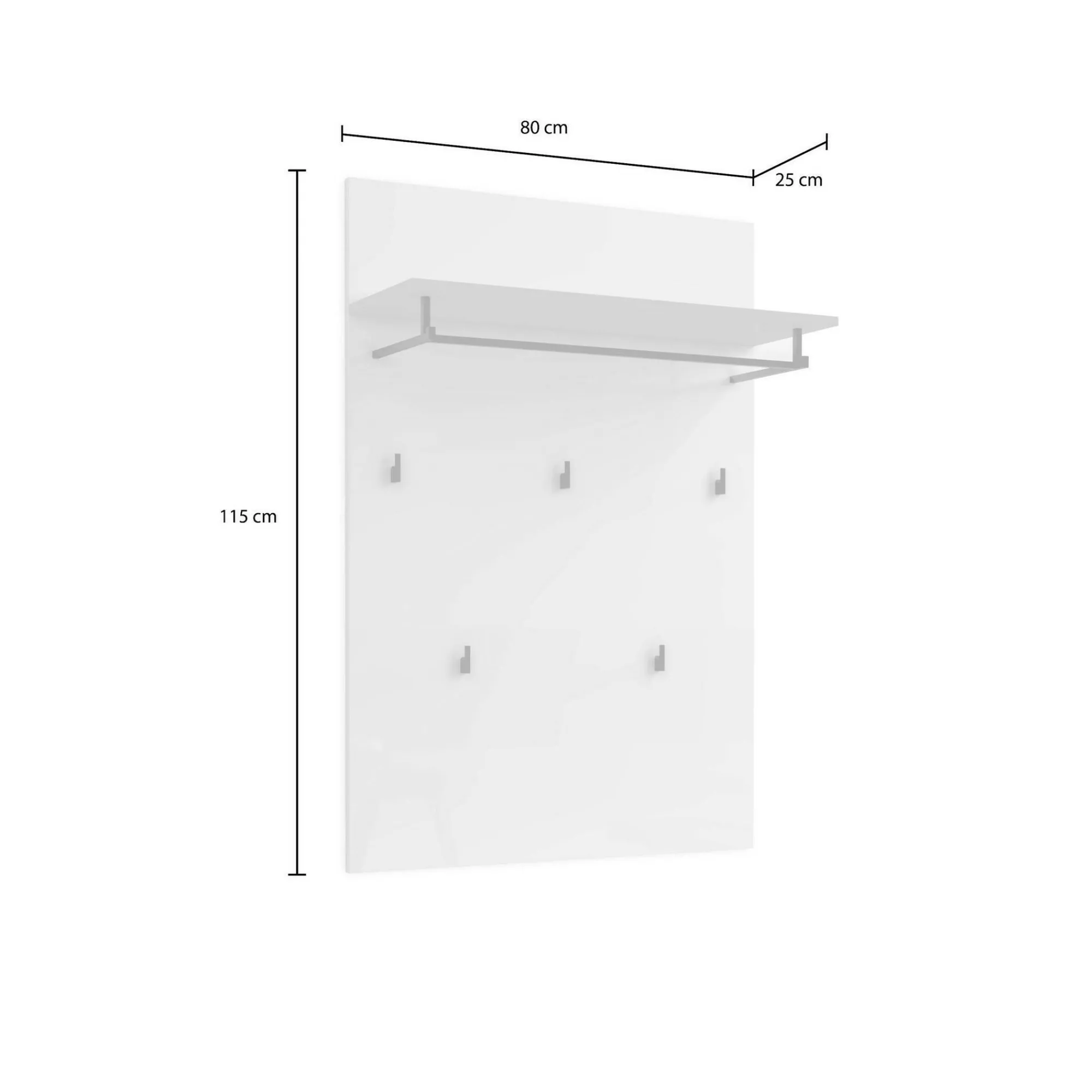 Appendiabiti Dballotour, 80x25h115 cm, Bianco lucido e Antracite<Dmora Clearance