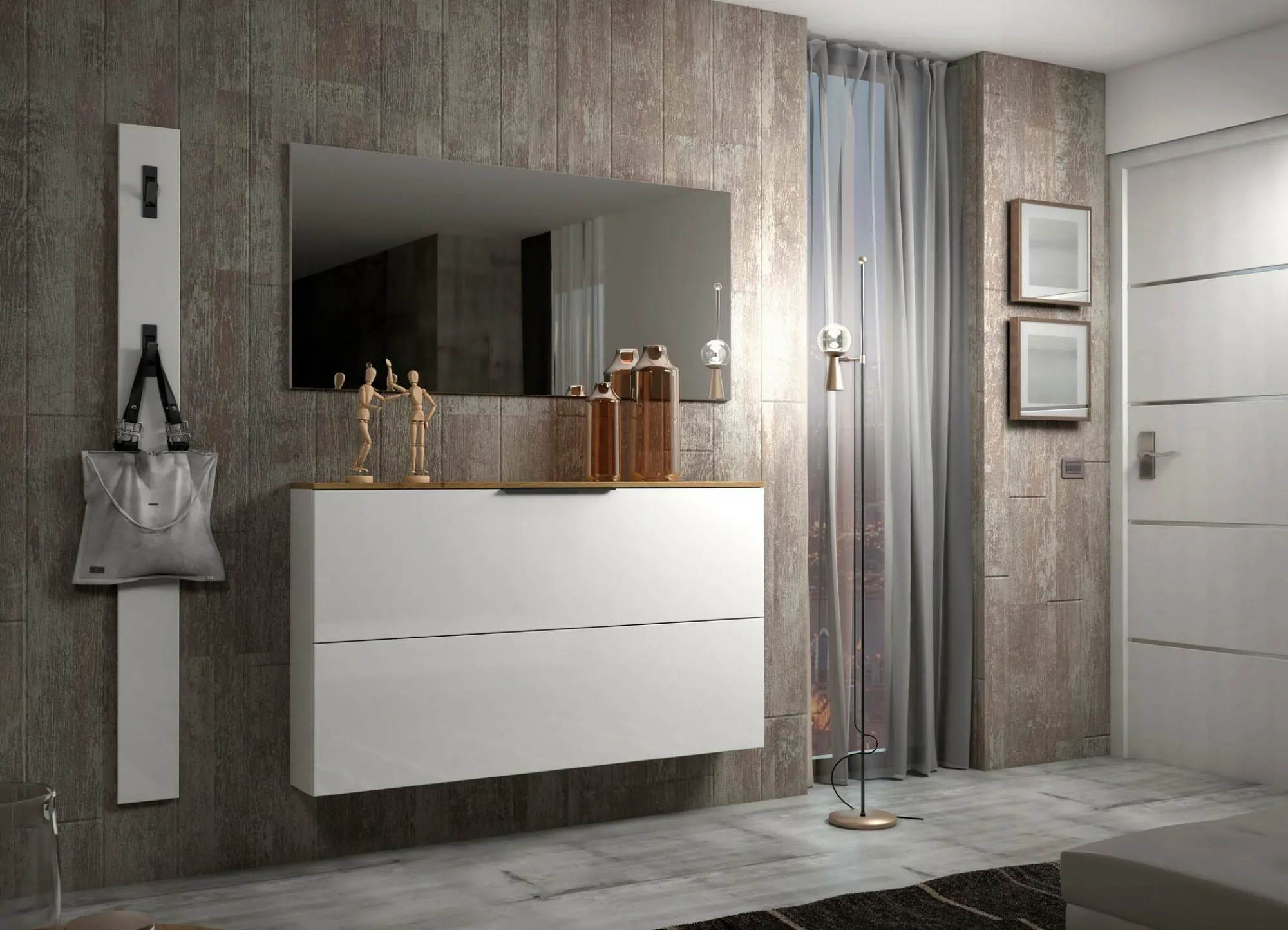 Appendiabiti Dfrezzolin, 15x2h170 cm, Bianco lucido e Antracite<Dmora Best Sale