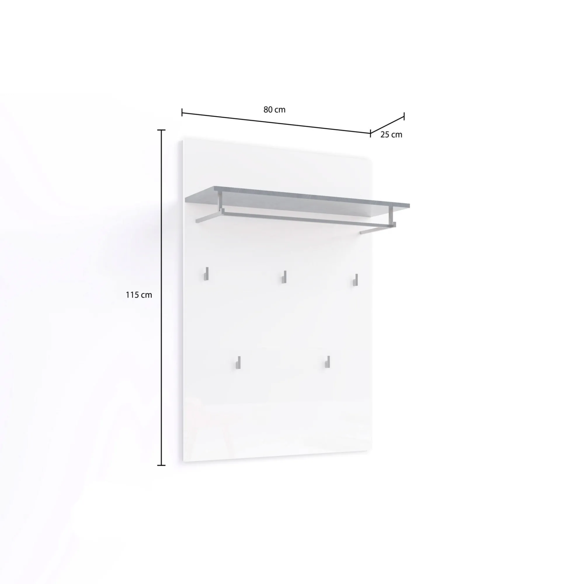 Appendiabiti Henry, 80x115h26 cm, Bianco lucido e Antracite<Dmora New