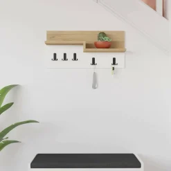 Appendiabiti Kilo, 65x15 h31 cm, Quercia e Bianco<Dmora Hot