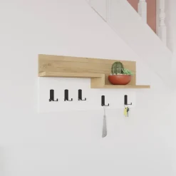 Appendiabiti Kilo, 65x15 h31 cm, Quercia e Bianco<Dmora Hot