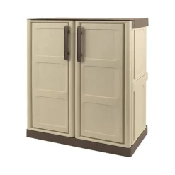 Armadio da esterno Acira, Beige e Marrone, 70x39h86 cm Finitura quadri<Dmora Outlet