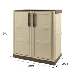 Armadio da esterno Acira, Beige e Marrone, 70x39h86 cm Finitura quadri<Dmora Outlet
