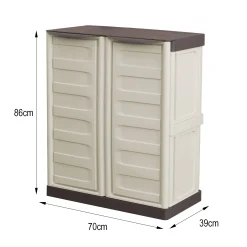 Armadio da esterno Acira, Beige e Marrone, 70x39h86 cm Finitura righe<Dmora Shop