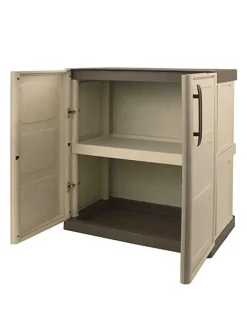 Armadio da esterno Acira, Beige e Marrone, 70x39h86 cm Finitura quadri<Dmora Outlet