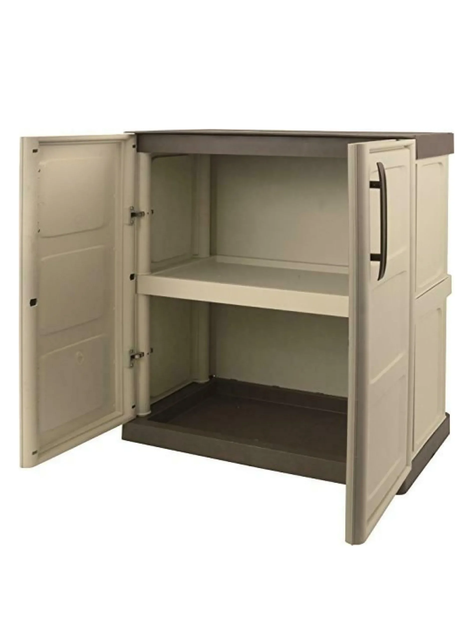 Armadio da esterno Acira, Beige e Marrone, 70x39h86 cm Finitura quadri<Dmora Outlet