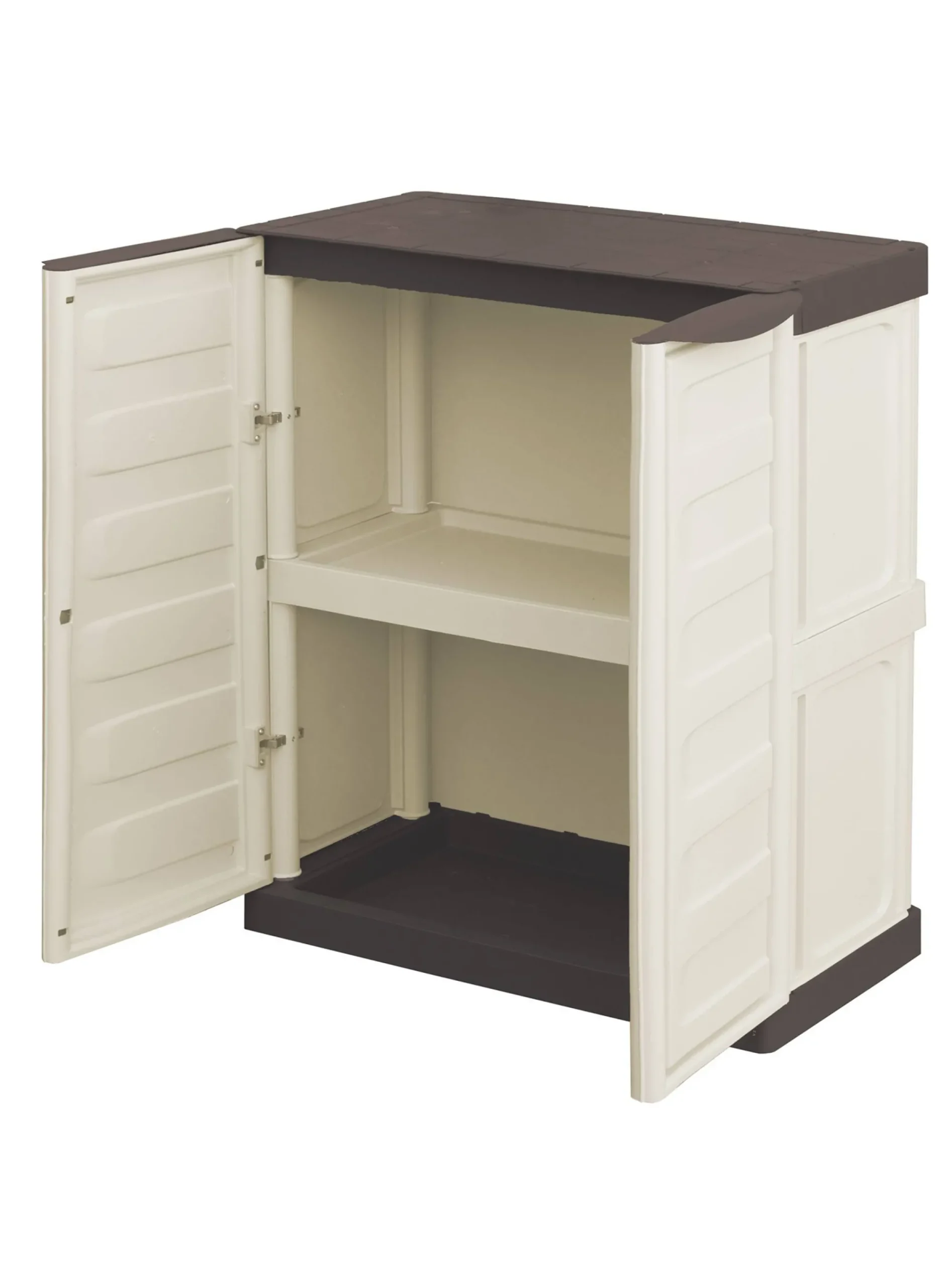 Armadio da esterno Acira, Beige e Marrone, 70x39h86 cm Finitura righe<Dmora Shop
