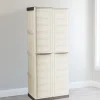 Armadio da esterno Adenina, Beige e Marrone, 70x39h165 cm Finitura righe<Dmora Discount