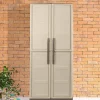 Armadio da esterno Adenina, Beige e Marrone, 70x39h165 cm Finitura quadri<Dmora Clearance