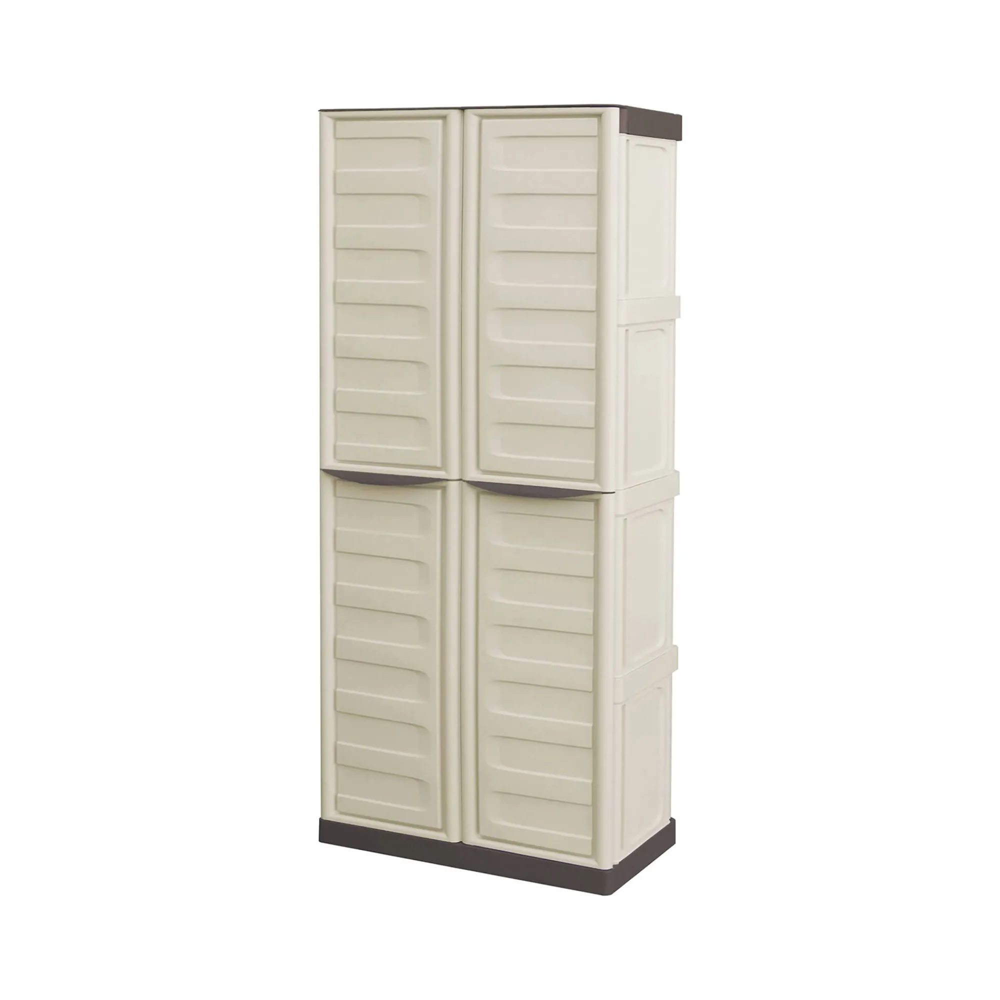 Armadio da esterno Adenina, Beige e Marrone, 70x39h165 cm Finitura righe<Dmora Discount