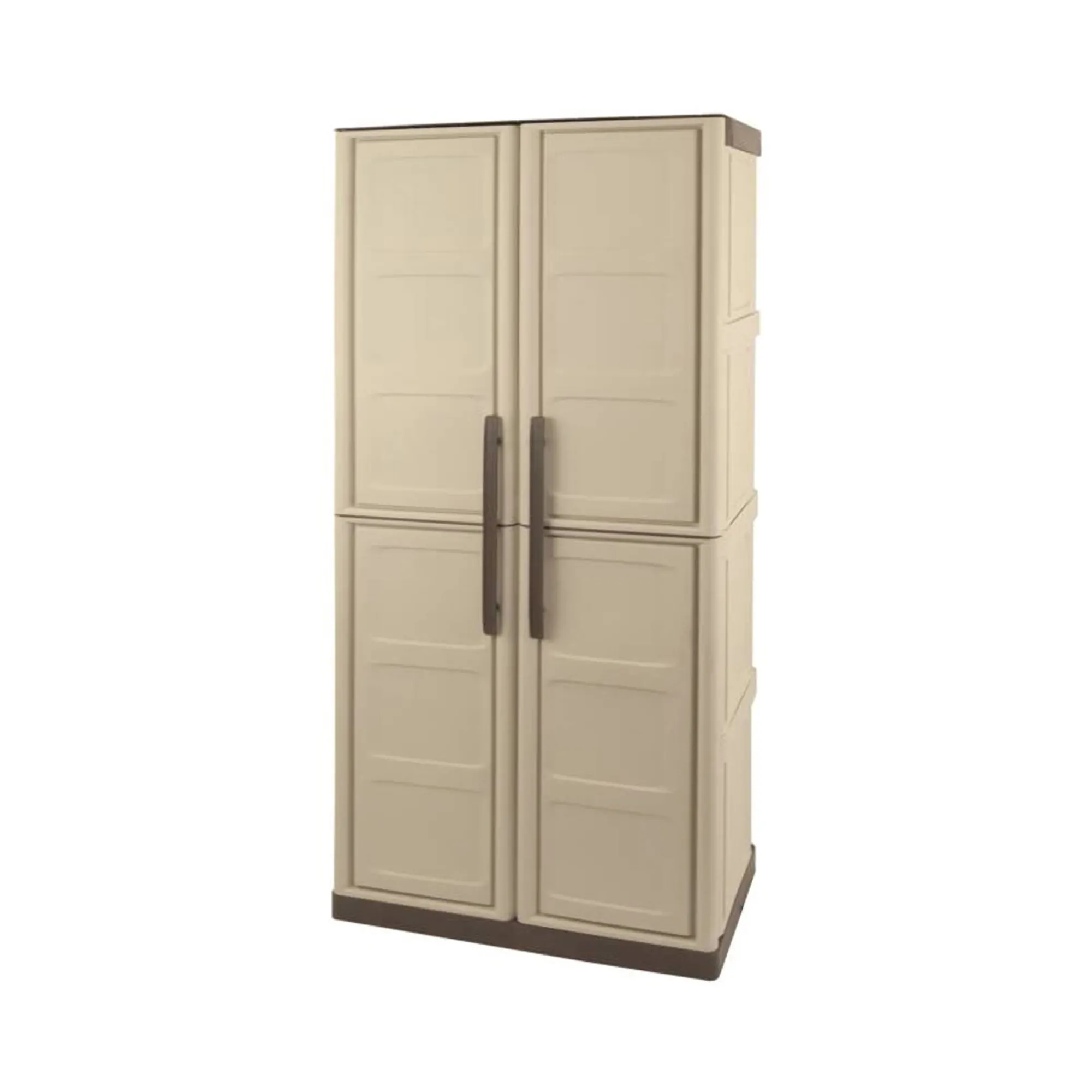 Armadio da esterno Adenina, Beige e Marrone, 70x39h165 cm Finitura quadri<Dmora Clearance