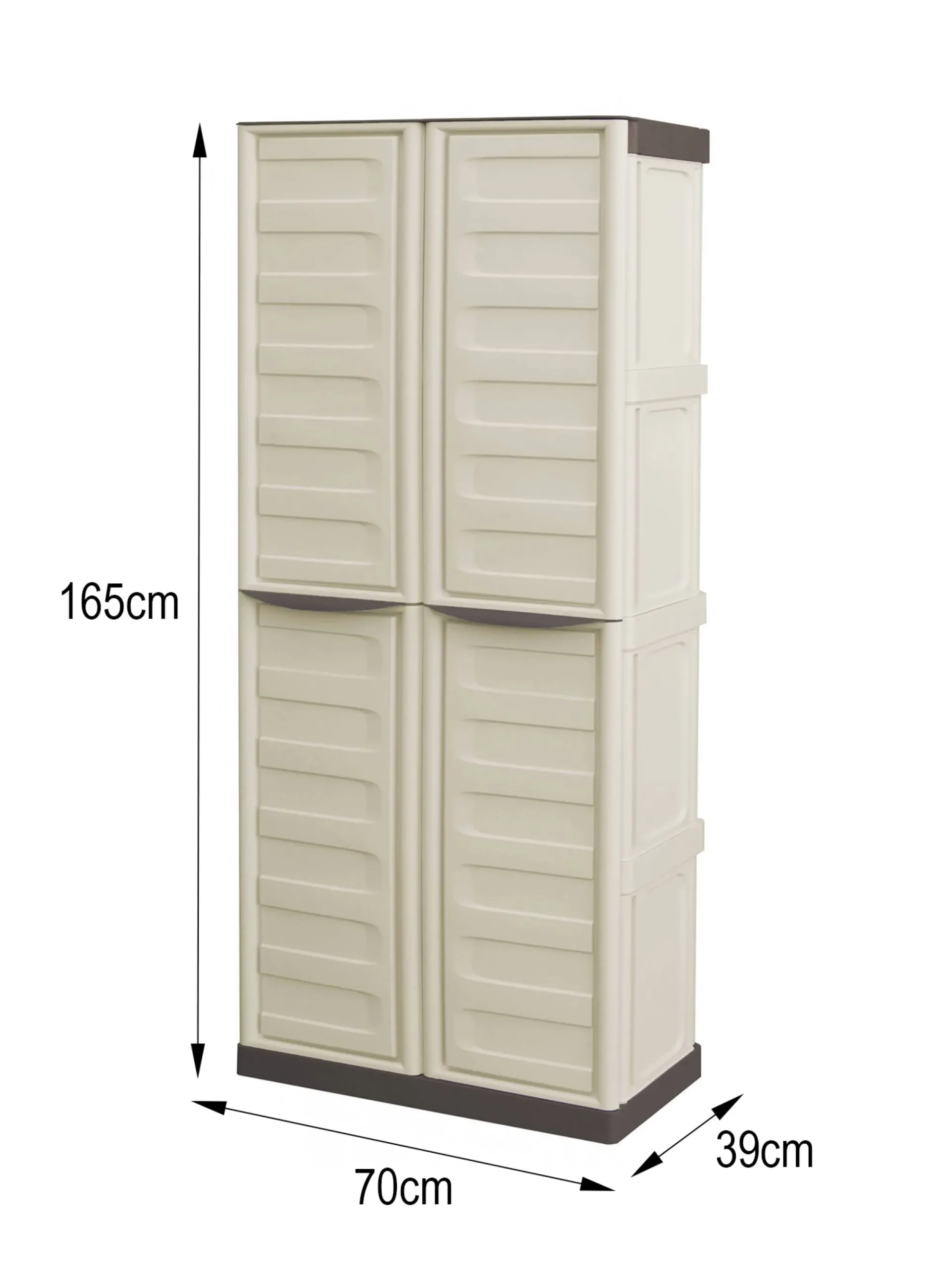Armadio da esterno Adenina, Beige e Marrone, 70x39h165 cm Finitura righe<Dmora Discount