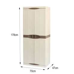 Armadio da esterno Adenina, Beige e Marrone, 70x47h179 cm Finitura elegante<Dmora Online