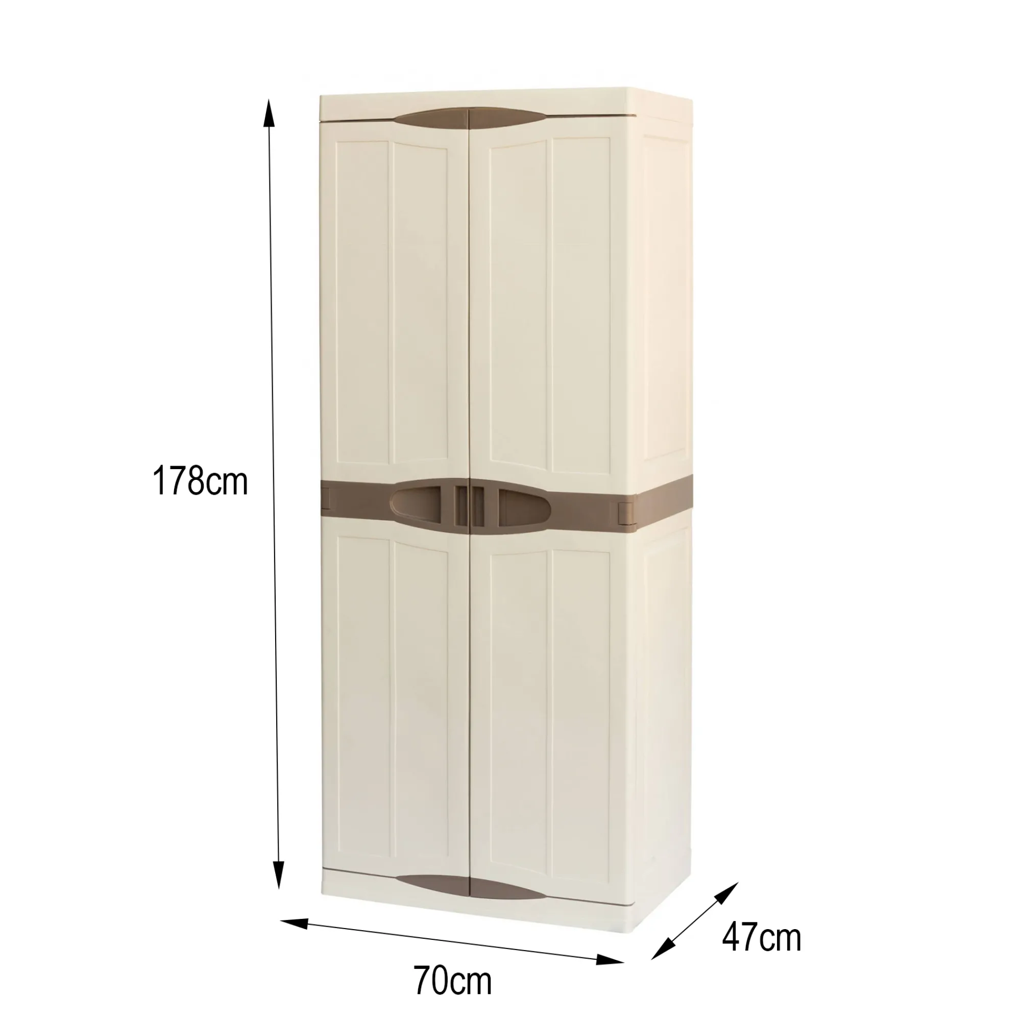 Armadio da esterno Adenina, Beige e Marrone, 70x47h179 cm Finitura elegante<Dmora Online