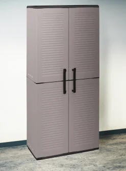Armadio da esterno Akina, Grigio e Nero, Finitura righe<Dmora Outlet