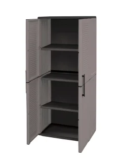Armadio da esterno Akina, Grigio e Nero, Finitura righe<Dmora Outlet