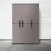 Armadio da esterno Amordel, Grigio e Nero, 102x37h163 cm Finitura righe<Dmora Flash Sale