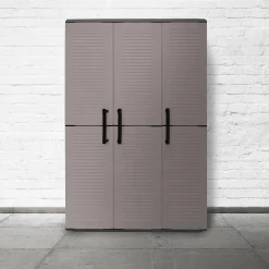 Armadio da esterno Amordel, Grigio e Nero, 102x37h163 cm Finitura righe<Dmora Flash Sale