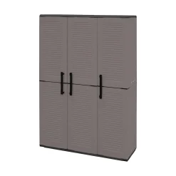 Armadio da esterno Amordel, Grigio e Nero, 102x37h163 cm Finitura righe<Dmora Flash Sale