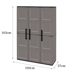 Armadio da esterno Amordel, Grigio e Nero, 102x37h163 cm Finitura quadri<Dmora Cheap