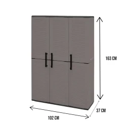 Armadio da esterno Amordel, Grigio e Nero, 102x37h163 cm Finitura righe<Dmora Flash Sale