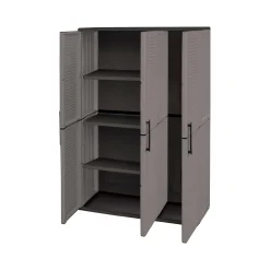 Armadio da esterno Amordel, Grigio e Nero, 102x37h163 cm Finitura righe<Dmora Flash Sale