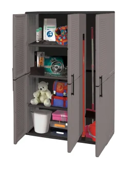Armadio da esterno Amordel, Grigio e Nero, 102x37h163 cm Finitura righe<Dmora Flash Sale