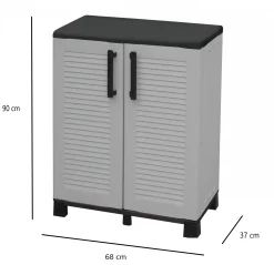 Armadio da esterno Anthony, Grigio chiaro e Nero, Finitura righe<Dmora Outlet