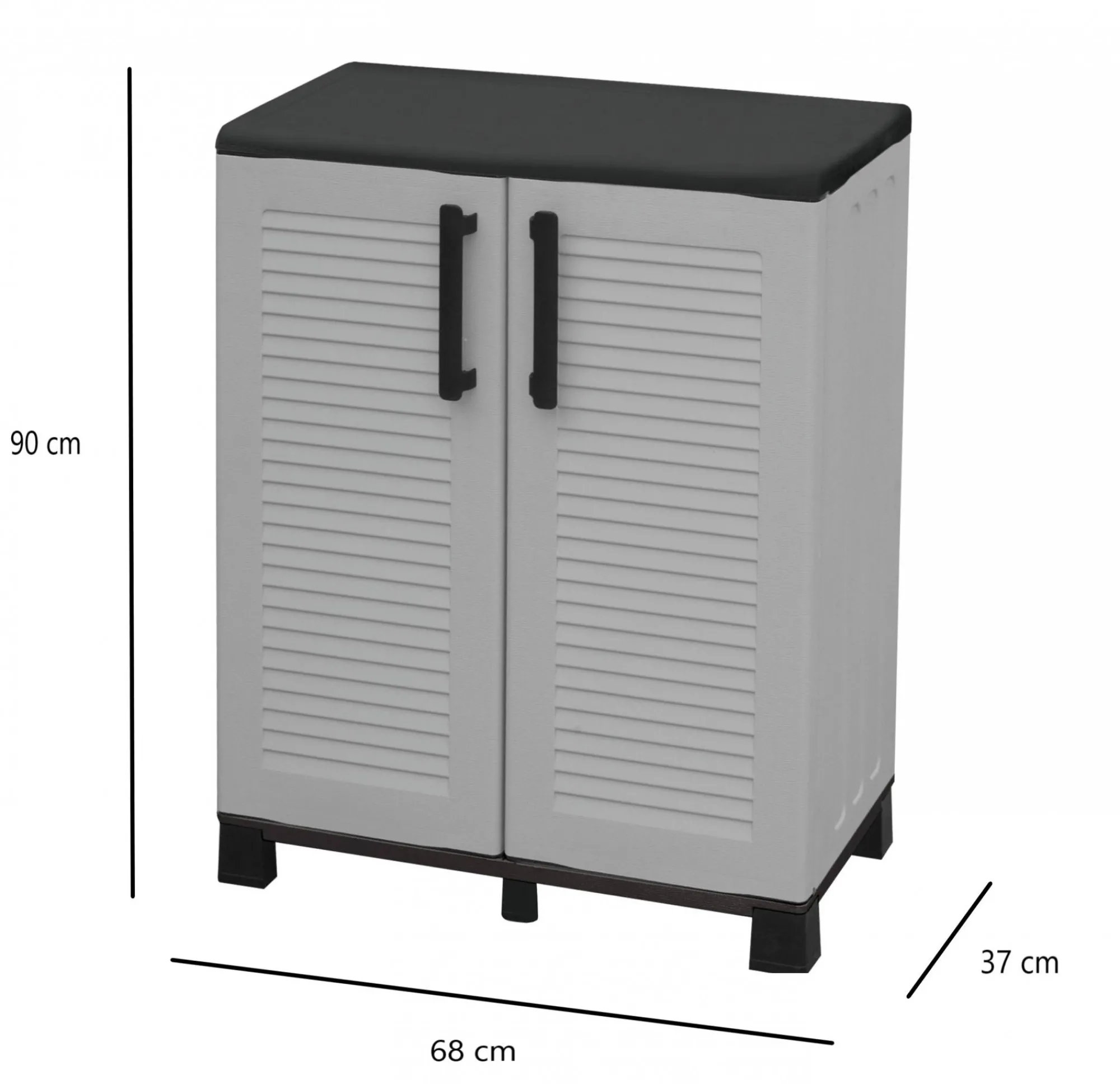Armadio da esterno Anthony, Grigio chiaro e Nero, Finitura righe<Dmora Outlet