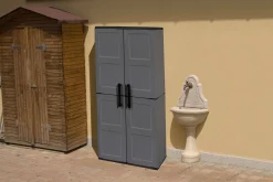 Armadio da esterno Arabel, Grigio e Nero, Finitura quadri<Dmora Cheap