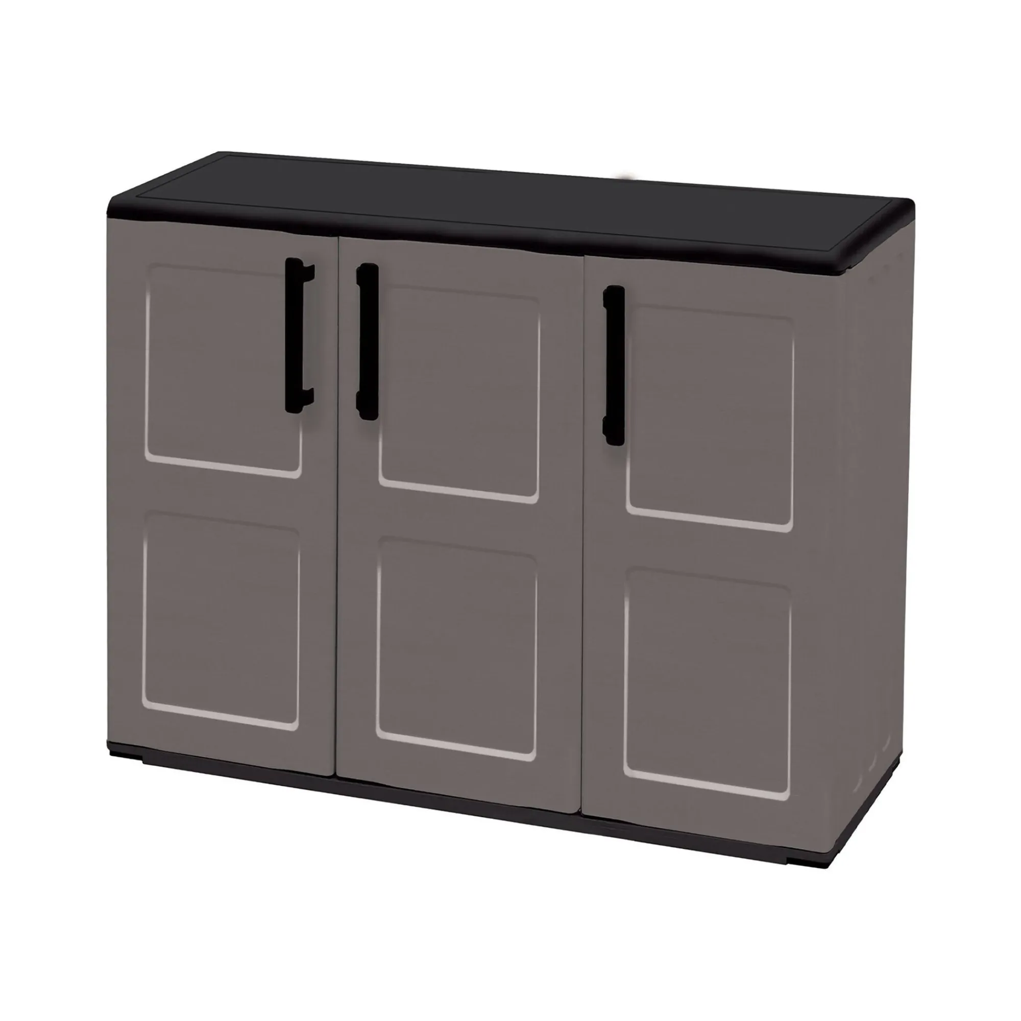 Armadio da esterno Aranka, Grigio e Nero, Finitura quadri<Dmora Outlet