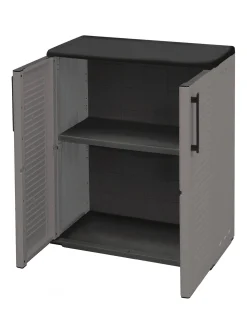 Armadio da esterno Arisa, 68x37h84 cm, Grigio e Nero Finitura righe<Dmora Best