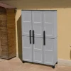 Armadio da esterno Aruro, 102x37h169 cm, Grigio chiaro e Nero Finitura quadri<Dmora Best Sale