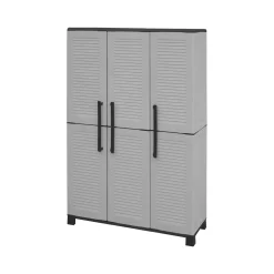 Armadio da esterno Aruro, 102x37h169 cm, Grigio chiaro e Nero Finitura righe<Dmora Cheap