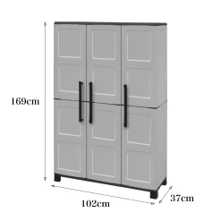 Armadio da esterno Aruro, 102x37h169 cm, Grigio chiaro e Nero Finitura quadri<Dmora Best Sale