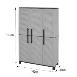 Armadio da esterno Aruro, 102x37h169 cm, Grigio chiaro e Nero Finitura righe<Dmora Cheap