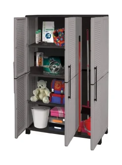 Armadio da esterno Aruro, 102x37h169 cm, Grigio chiaro e Nero Finitura righe<Dmora Cheap