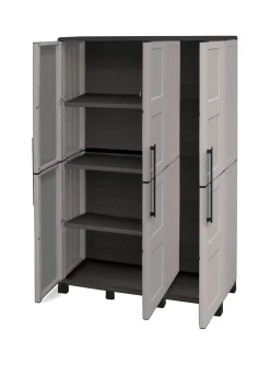 Armadio da esterno Aruro, 102x37h169 cm, Grigio chiaro e Nero Finitura quadri<Dmora Best Sale