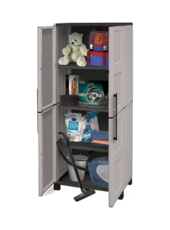 Armadio da esterno Ash, Grigio chiaro e Nero, Finitura quadri<Dmora Best