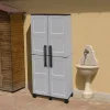 Armadio da esterno Askan, Grigio chiaro e Nero, Finitura quadri<Dmora Cheap