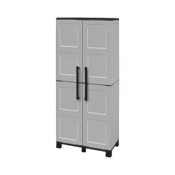 Armadio da esterno Askan, Grigio chiaro e Nero, Finitura quadri<Dmora Cheap