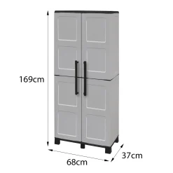 Armadio da esterno Askan, Grigio chiaro e Nero, Finitura quadri<Dmora Cheap