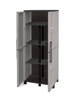 Armadio da esterno Askan, Grigio chiaro e Nero, Finitura quadri<Dmora Cheap