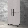 Armadio da esterno Dbesaggi, Grigio chiaro e Nero, Finitura righe<Dmora Store
