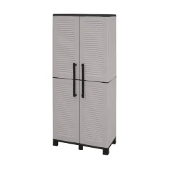 Armadio da esterno Dbesaggi, Grigio chiaro e Nero, Finitura righe<Dmora Store