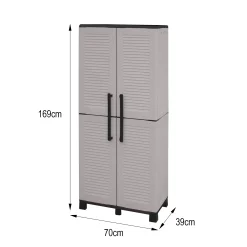 Armadio da esterno Dbesaggi, Grigio chiaro e Nero, Finitura righe<Dmora Store