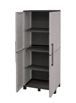 Armadio da esterno Dbesaggi, Grigio chiaro e Nero, Finitura righe<Dmora Store