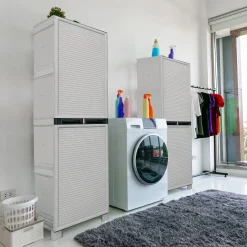Armadio da esterno Gervasia, 50x39h172 cm, Grigio chiaro e Nero<Dmora Clearance