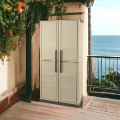 Armadio da esterno Ipno, Beige e Marrone, Finitura quadri<Dmora Outlet