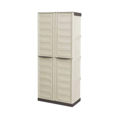 Armadio da esterno Ipno, Beige e Marrone, Finitura righe<Dmora Discount